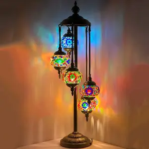 Enchanted Mystic Garden: Turkish Lamp with Quintuple Globes