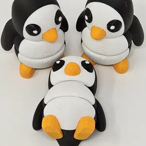 3D Printed PLA Plastic Penguin Fidget Toy - Flexible Motion, Sensory Stress Relief for Age 3+ Kids & Adults