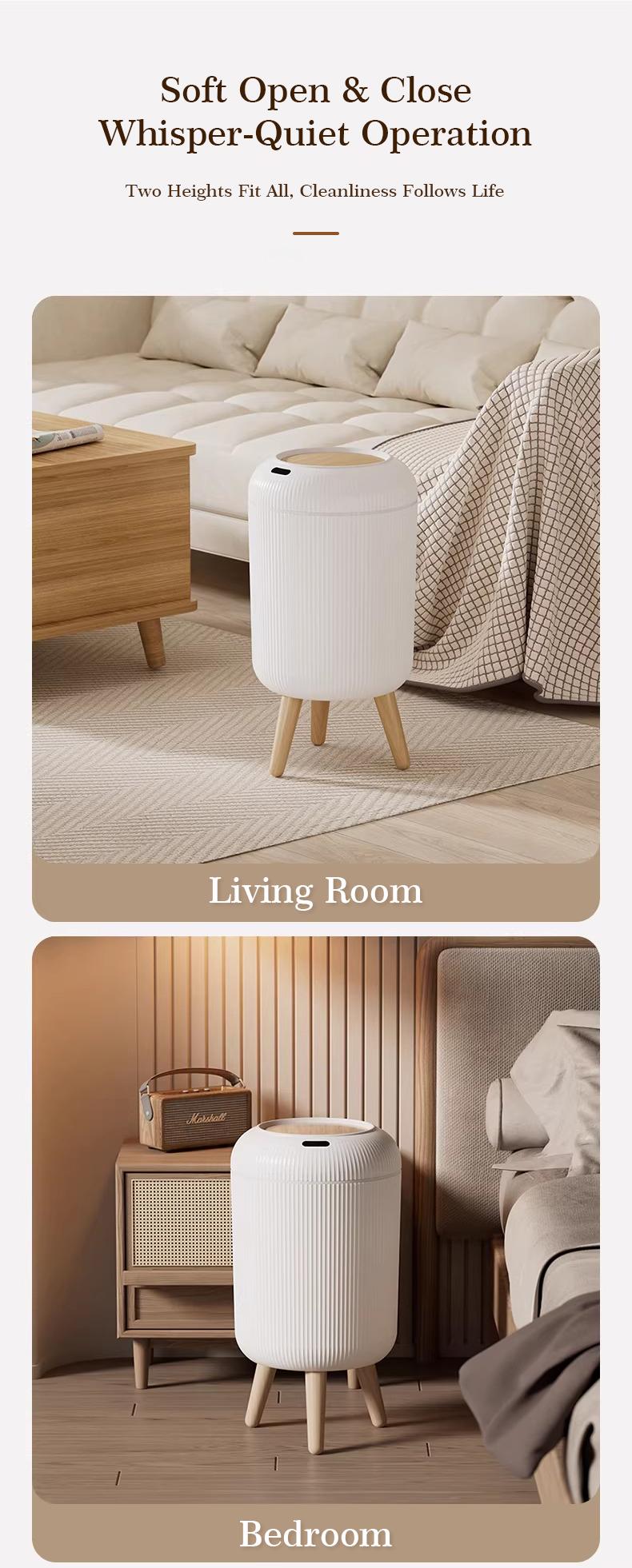 Pukomc Smart Induction Waterproof Trash Can for Bathroom, Bedroom, Office Nordic Style, Household Items Saving Space Motion Sensor Multifunctional Home Goods Environmentally Friendly Automatic