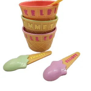 Ice Cream Bowl/Spoon with Color Changing Name