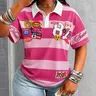 2026 Summer New Women's Colorblock Striped Polo Shirt, American Casual Short Sleeve T-Shirt, Mesh Breathable Loose Fit Top, Streetwear Trendy Fashion Shirts Women