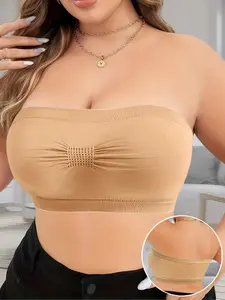 Women's Plus Size Strapless No Underwire Bra, Comfortable Breathable Seamless Design, Elegant for Daily Wear, Dating, Shopping, Special Occasions