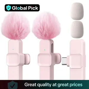 Wireless Lavalier Microphone, 1 Set USB Rechargeable Wireless Microphones, Professional Mini Microphones for iPhone, iPad, Android, Mini Recording Microphone, Wireless Streaming Mic Receiver