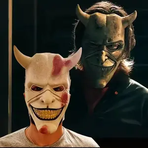 Horror The Black Phone Mask Cosplay Scary The Grabber Evil Killer Latex Helmet Halloween Carnival Party Costume Props men andwomen