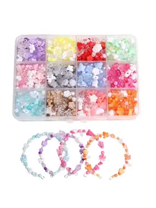 1 box Acrylic Beads Kit,12 Colors Mixed Flower & Butterfly Beads with Storage Organizer, Cute DIY Jewelry Making Supplies for Bracelets, Necklaces, Earrings – Approx. 880pcs