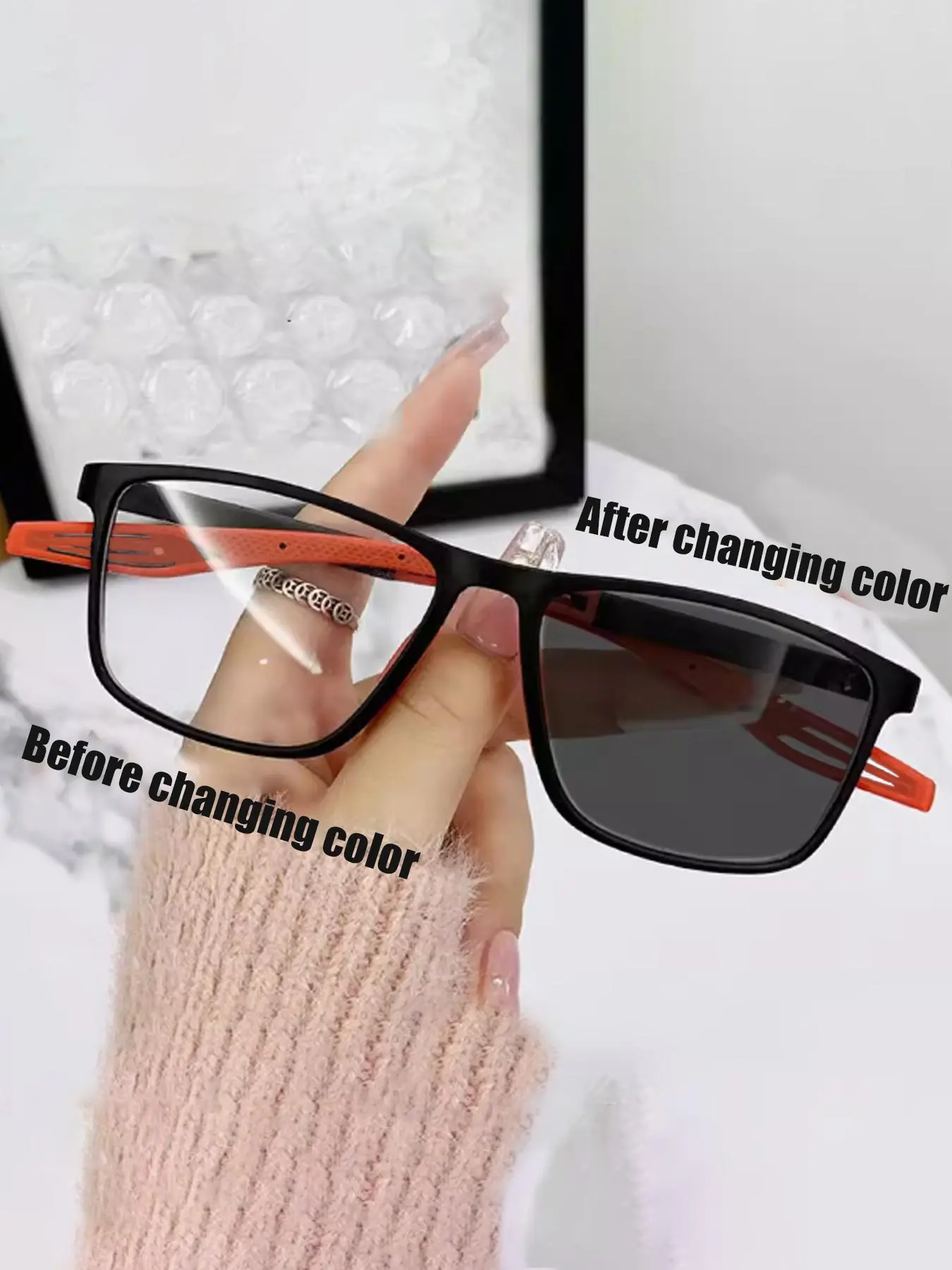 Simple Color Change Sunglasses, Square Frame Sunglasses for Both Male and Women, Fashion Accessories for Outdoor Activities, Trendy Beach Eyewear, Trendy Fashion Shades, Color Changing Glasses