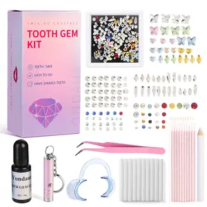 Tooth Gem Kit, DIY Crystals Jewelry Kit, 130 PCS 7 Shapes Professional Cool Gems, Safe and Easy to Get Started