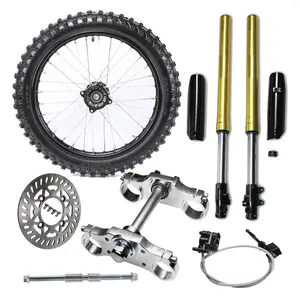 70/100-17 Dirt Bike Front Wheel Tire and Rim, Disc Brake Rotor, Hydraulic Brake Caliper, 15mm Rim Axle, Front Fork Triple, Tree Clamp for Dirt Pit Bike 125cc 140cc 150cc Apollo SSR Taotao Coolster SSR