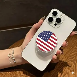Custom Acrylic Clear Round Phone Grip Holders Featuring Global Football Soccer Tournament National Country Flags Stand Accessories For Sports Fans Gameday