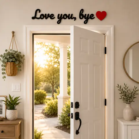 Matte Black Lightweight Decorative Sign - 3D Printed Script "Love You Bye" Bedroom Wall Plaque, Putty Mount in Secs, Easy-Install, Clean Aesthetic Home Signs, Lightweight Durability, Family Gift (Home Supplies)