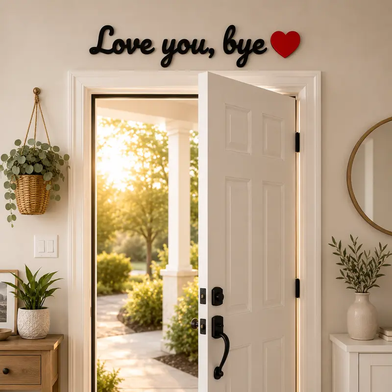 Matte Black Lightweight Decorative Sign - 3D Printed Script "Love You Bye" Bedroom Wall Plaque, Putty Mount in Secs, Easy-Install, Clean Aesthetic Home Signs, Lightweight Durability, Family Gift (Home Supplies)