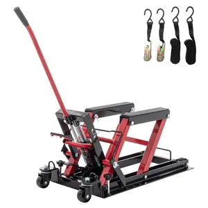 Hdmw Hydraulic Motorcycle Lift Jack, 1500 LBS Capacity Foot-Operated Motorcycle Lift Table, ATV Scissor Lift Jack with 4.5" - 15" Lifting Range, Portable Motorcycle Lift Table with Wheels, Casters, Steel