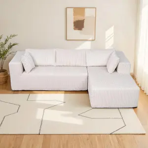 105" L-Shaped Modular Compression Sofa All-Foam Structure with Plush Upholstery No Springs Left/Right Chaise Space-Saving Couch Set for Living Room Bedroom, Furniture for Rental Apartments Houses