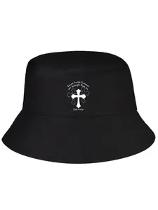 Unisex Polyester Bucket Hat - American Freestyle Graphic Cross Print, "Take It Easy" Summer Casual Sun Hat, Stylish Comfortable Baseball Cap for Wardrobe
