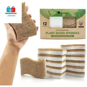Natural Kitchen Sponge - Biodegradable Compostable Cellulose and Coconut Scrubber Sponge - Pack of 12 Eco Friendly Sponges for Dishes No Brand