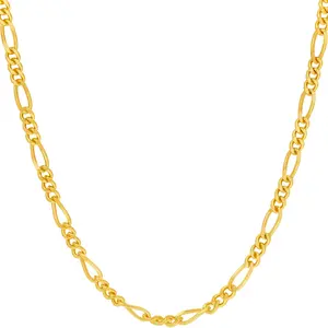 LIFETIME JEWELRY 3.5mm Figaro Chain Necklace for Men and Women 24k Real Gold Plated (16 inches)