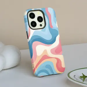 Blue and Red Double Layer Corrugated Film Case - Superior Protection, Shock Resistant, Anti-Drop for iPhone 16, 15, 14, 13, 12, 11, 8, 7, X, XS, XR, Plus, Pro, Max, SE2, SE3 - Ideal Gift for Birthday or Wedding