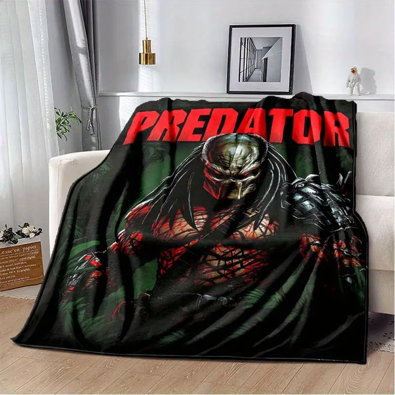 Predator-Inspired Classic Polyester Flannel Throw Blanket - 280GSM Soft Fabric, Digital Print, Fade Resistant, Wrinkle Resistant, Durable, Machine Washable, All Seasons Comfort - Ideal Gift for Movies & TV Fans