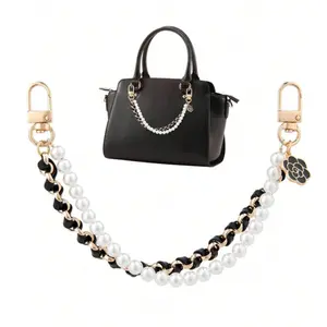 Fashion Pearl-Embellished Leather Strap with Aluminum Chain, Stylish Crossbody Phone Chain Replacement, Versatile Casual Shoulder Strap for All Seasons Accessories