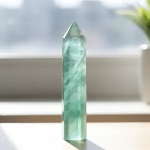 Fluorite Healing Crystal Wand – Natural Reiki Energy Obelisk for Meditation, Stress Relief & Energy Balance (3 in)