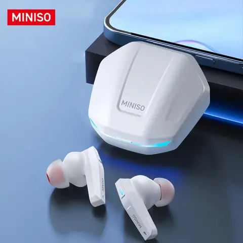 MINISO GM2Pro TWS Wireless BT Headset, Chargeable In-Ear Earphones with Graphene Bass Diaphragm, Game and Music Duel Mode, Noise Reduction, Remote Control, Phone Call Support, Stable Fast Signal, Hi-Fi High Frequency, Replacement Earbuds