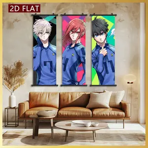 [2D-Flat]3pcs Unique Canvas Printed Posters Art for Walls Anime Blue Lock Art Ink Wash Painting Unframed Scroll Hanging Painting, HD Decor, Pattern for Living Room Bedroom Office, Best Gift for New Year, Fade-Resistant Art