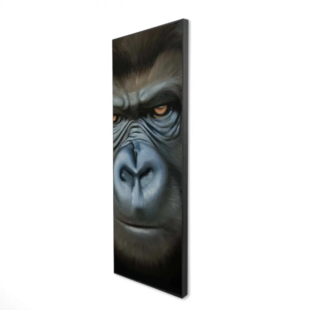 360 Stand Hyperrealism Vibrant Gorilla Face Framed Wall Artwork - 20x60in Nature Photo Print, Home Decor Decoration for Room Wall Display, Artistic, Artwork Panel Wall Arts