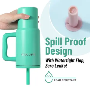 Kids 24 oz Tumbler with Handle and Silicone Straw Lid, Leakproof Insulated Tumbler with Spill Resistant Lid, Reusable Stainless Steel Water Bottle for Kid Boy Girl, Cupholder Friendly, Vacuum Insulated Cup, Insulated Travel Drinkware, Insulated Mug