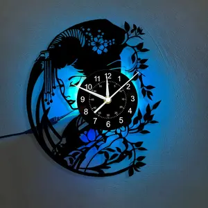 Vintage Art Theme Vinyl Record Wall Clock, Artistic Wall Decor for Living Room Bedroom Dining Room Kitchen Office Cafe (Battery Not Included)
