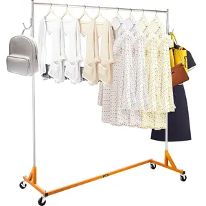 VEVOR Z Rack, Industrial Grade Z Base Garment Rack, Height Adjustable Rolling Z Garment Rack, Sturdy Steel Z Base Clothing Rack with Lockable Casters for Home Garment Store Display Commercial Use Oran