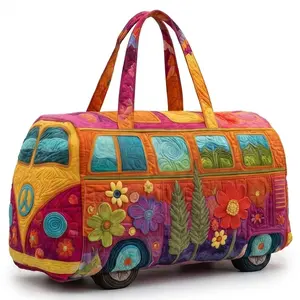 Unisex Boho Quilted Weekender Travel Bag, Lightweight & Comfortable Hippie Style Tote Bag, Large Capacity Gym Sports Handbag, Overnight Carry-On Bag for Short Trips, Fitness, Travel, Daily Use