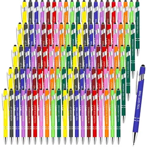 100 count Inspirational Pens Bulk, Motivational Ballpoint Pen with Stylus Tip Funny Ink Pens Bulk Inspirational Gifts for Women Coworkers Office Supplies Black Ink...