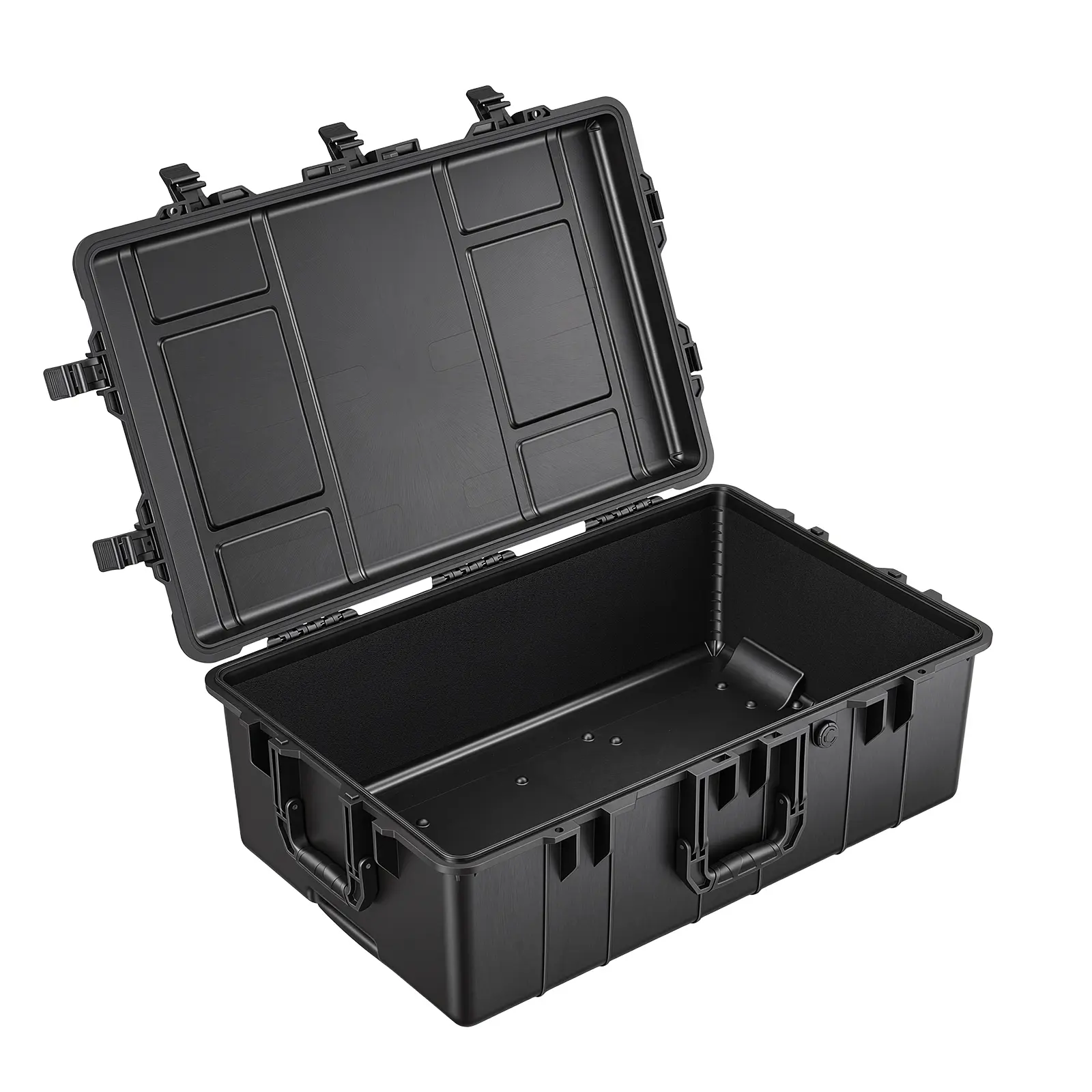 VEVOR IP67 Rated Weatherproof Hard Case (31.5x20.47x12.2in) - Heavy Duty Protective Dry Box for Audio Gear, Outdoor Tools, with Reinforced Latches, Retractable Handle, Black