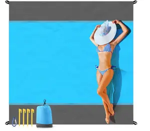 EASYFUN Beach Blanket Sandproof Oversized, 79''×83'' Extra Large Beach Mat, Portable Picnic Mat for Travel Camping Hiking, Lightweight Beach Essentials Family Water Resistant Mat Nylon 210T