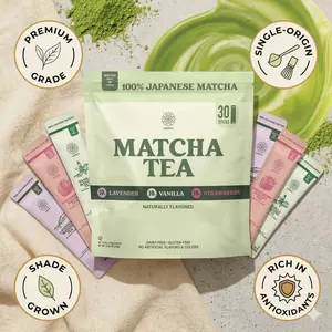 Matcha Combo Variety Pack – Lavender, Strawberry & Vanilla – Premium Shade-Grown Japanese Matcha, Sweetened with Organic Sugar, 30 Single Stick Packs