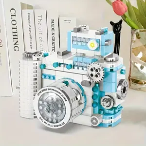 DIY Vintage Building Block Camera Model, Creative Puzzle Decoration, Realistic Camera Christmas Halloween Gift, Suitable for Boys Girls, Building Blocks Model