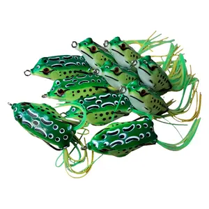 10 pack Topwater Frog Lures 2 inch 8.7 Grams Classic Green