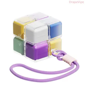 Rubik-Style Weekly Pill Box with Lanyard — Portable 7-Day Sealed Medication Organizer Cube, Leakproof Child-Resistant Compartments for Daily Supplements and Tablets, Compact Travel Pill Case with Clear Lid and Secure Snap Closures, Ideal for Daily Routine