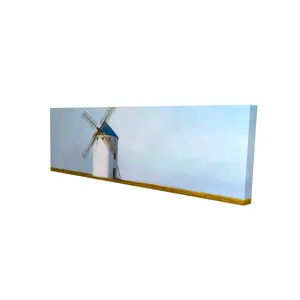 360 Stand Big Windmill Canvas Wall Print, 16x48 in. Nature Artwork Photo, Building Landscapes Home Decor for Living Room, Artistic, Decoration
