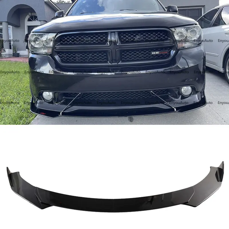 Glossy Black ABS Plastic Front Bumper Lip Spoiler Splitter Chin Diffuser for Dodge Durango - Automotive Exterior Accessory, 1 Set with Screws & Scratch Guard, Sporty Splitter Look, Elegant & Personalized Appearance, Universal Car Fit