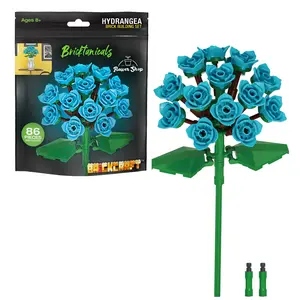 Brickcraft Bricktanicals Hydrangea Building Set, 86-Piece Buildable Flower with Adjustable Stem and Positionable Petals for Teens & Adults 8+
