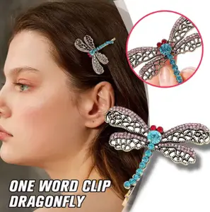 Horror Movie Coraline & The Secret Door Dragonfly Hair Clip Women Crystal Brooches Vintage Hairpins Headwear Hair Accessories