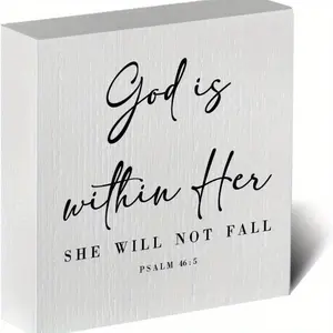 God Is Within Her, She Will Not Fall Lettering PVC Desktop Ornament, Inspirational Christian Gifts, Room Decorations, Desk Decorations, Signs, Home Office Decor