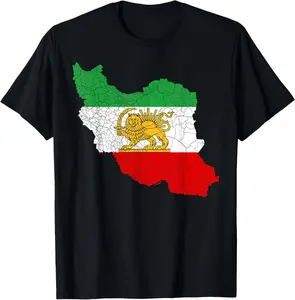 Iran Map with Lion and Sun Emblem, Vintage Persian Heritage T-Shirt
