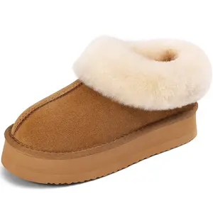 Platform Slippers for Women Shearling Short Ankle Slippers Boots, Warm Cozy Winter Slipper Bootie for Indoor Outdoor Footwear Girl Slippers for Women