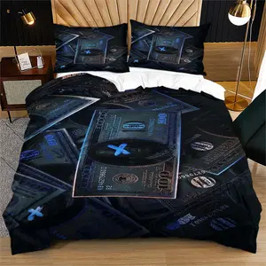 Dollar Themed Duvet Cover Set （Including 1 Comforter and 1-2 Pillowcases）, Money Print Bedding for Teens and Adults, Perfect Gift for Money Enthusiasts, Bedroom Bedding Set