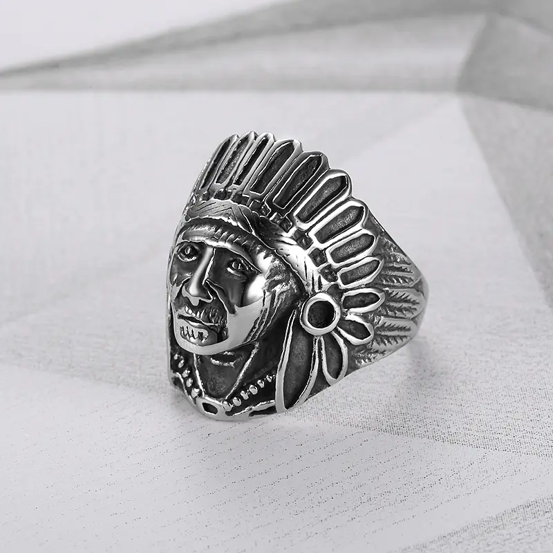 Stainless Steel Ethnic Retro Men's Ring - Indian Craftsmanship, Vintage Design, Cultural Motif, Party Wear Fashion Costume Jewelry Accessory,summerwins
