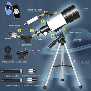 Astronomical Telescope for Adults, 70Mm Aperture Astronomical Refracting Telescope for Beginners in Astronomy, 300Mm Portable Telescope with Telephone Adapter