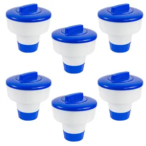 XtermeClear 3-in-1 Chemical Float Pool Tablet Dispenser, 6-Pack Set with 3lb Capacity, Lockable Lid, Adjustable Rings for Outdoor Pools & Hot Tubs
