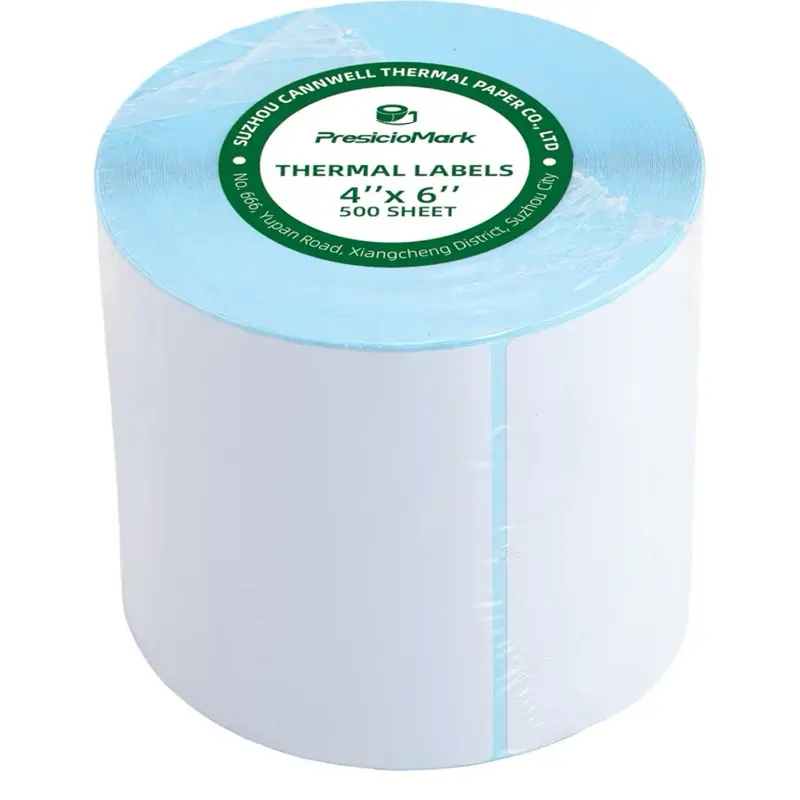 Direct Thermal Shipping Labels, 500 Per Roll, 4"×6" Perforated Commercial Grade Labels with Strong Adhesive, Compatible with Zebra, Rollo, Jadens, Nelko & Other Thermal Printers
